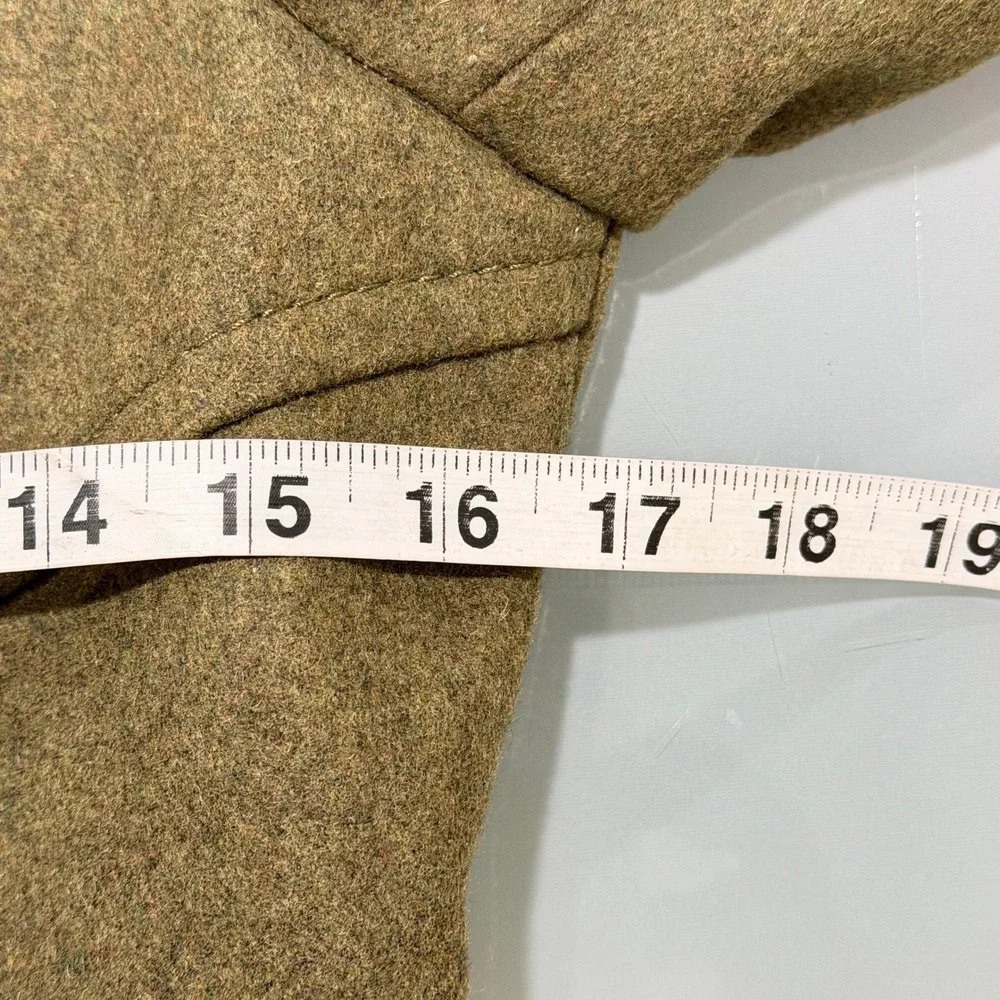Vtg Guess Military Style Wool Blend Coat Womens PXS Olive Green Button Up Y2K